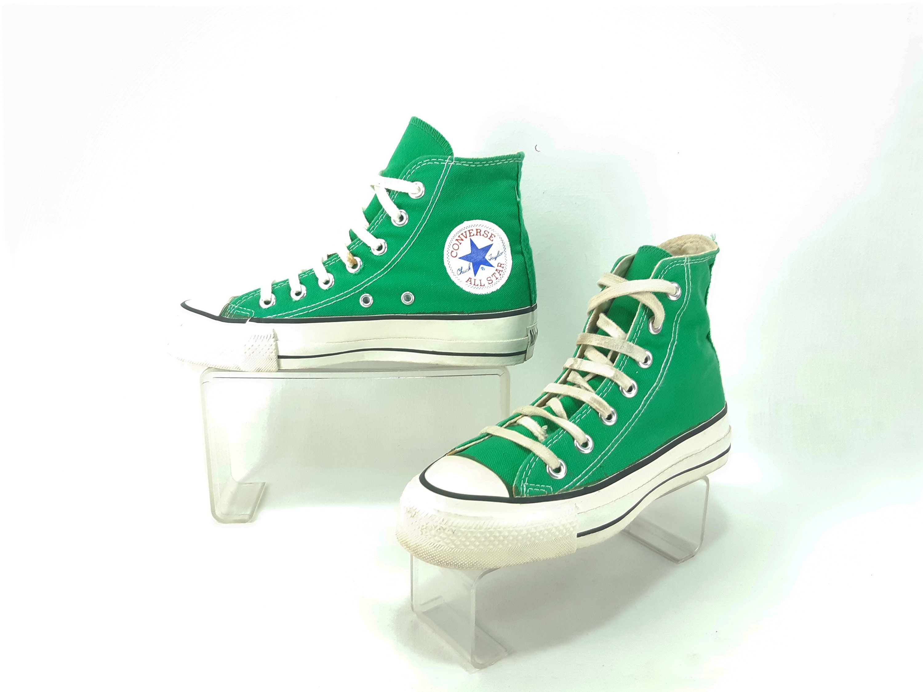 Vintage 80s CONVERSE All Star made in USA Hi Top Green size Etsy