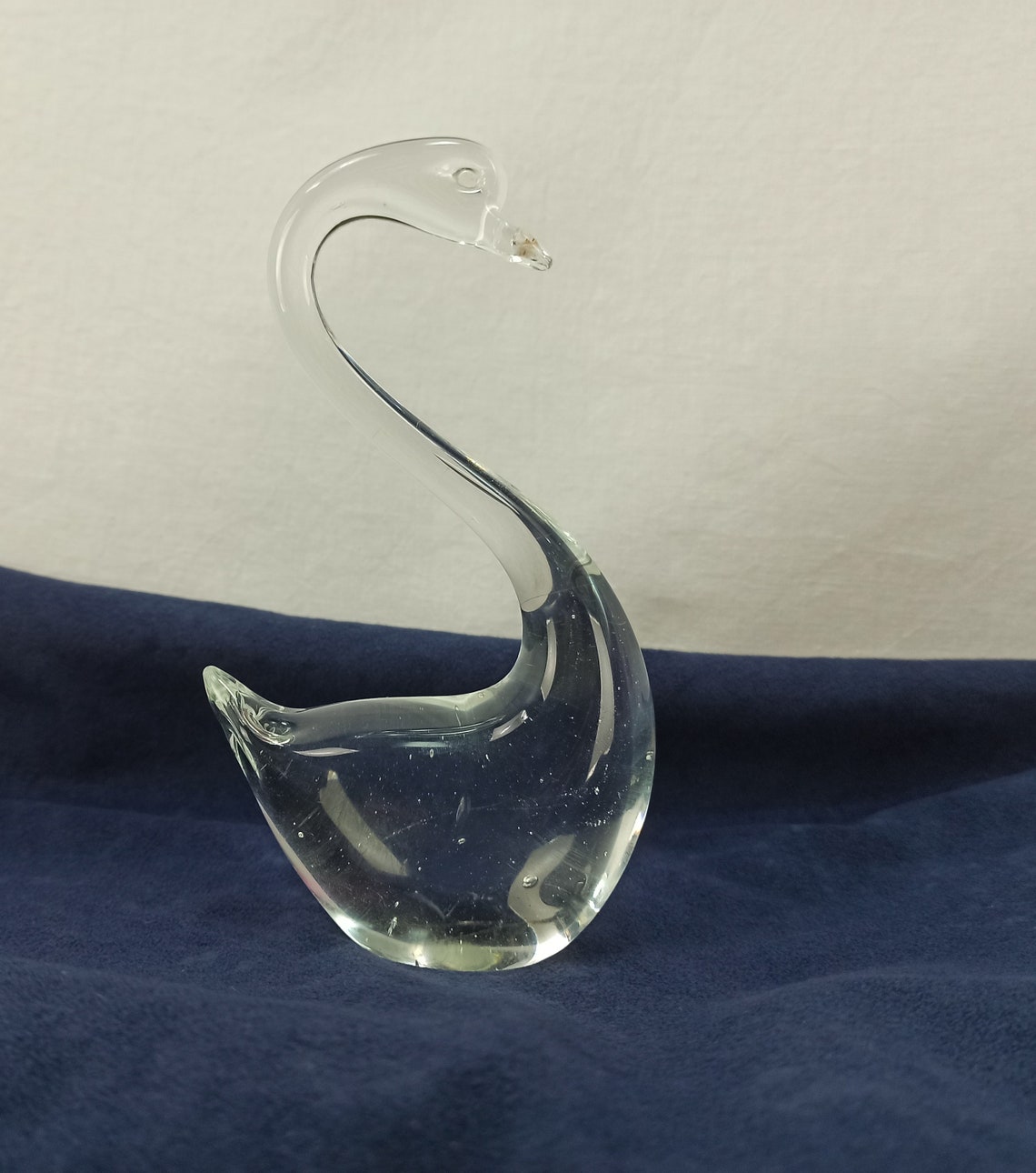 Vintage Hand Blown Clear Glass Swan Figurine Art Glass Etsy