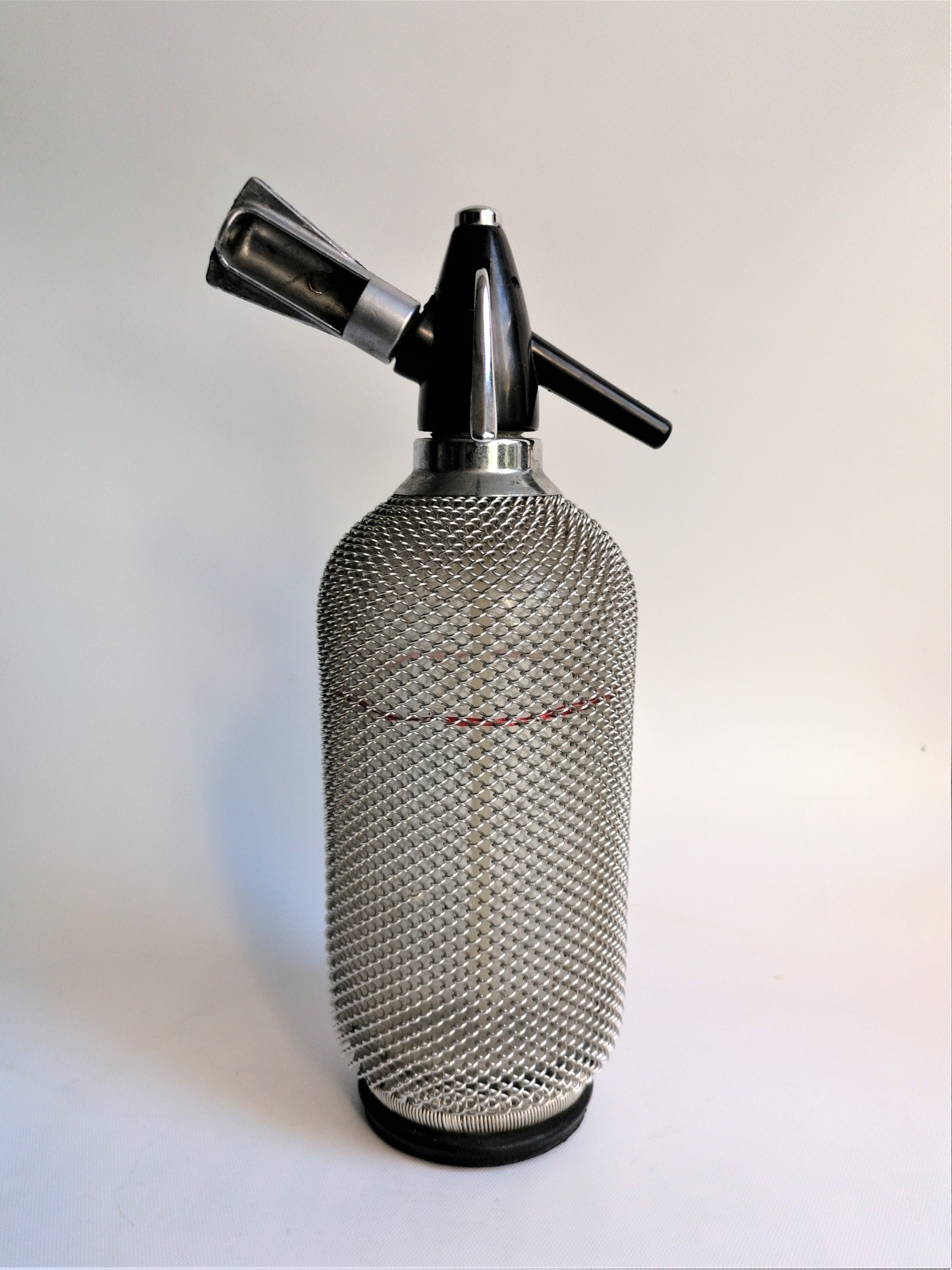 Vintage Soda Siphon Glass Seltzer Bottle With Mesh Cover Soda Etsy