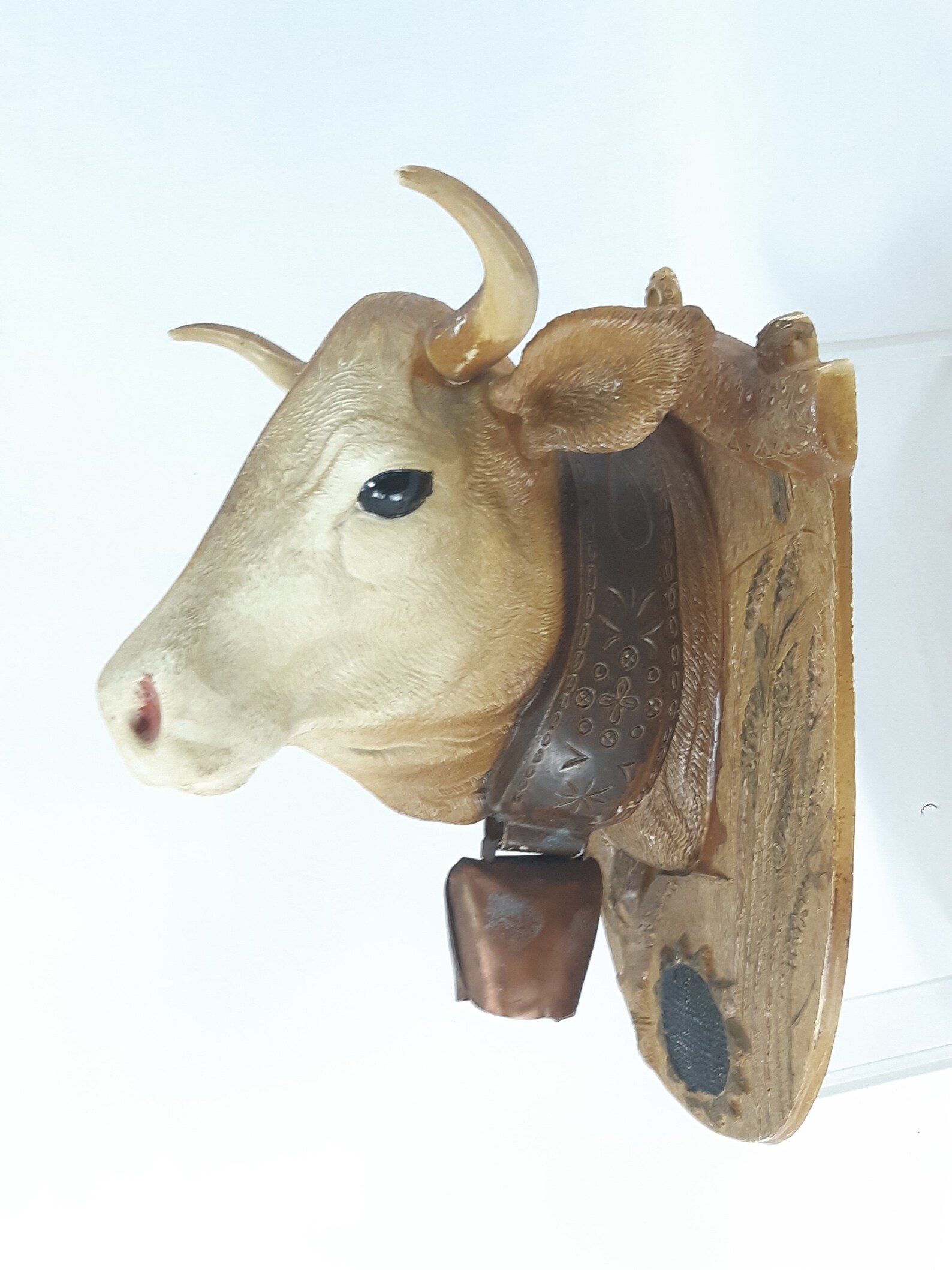 Vintage Plastic Bull Head with Copper Cowbell Wall Decorated Etsy