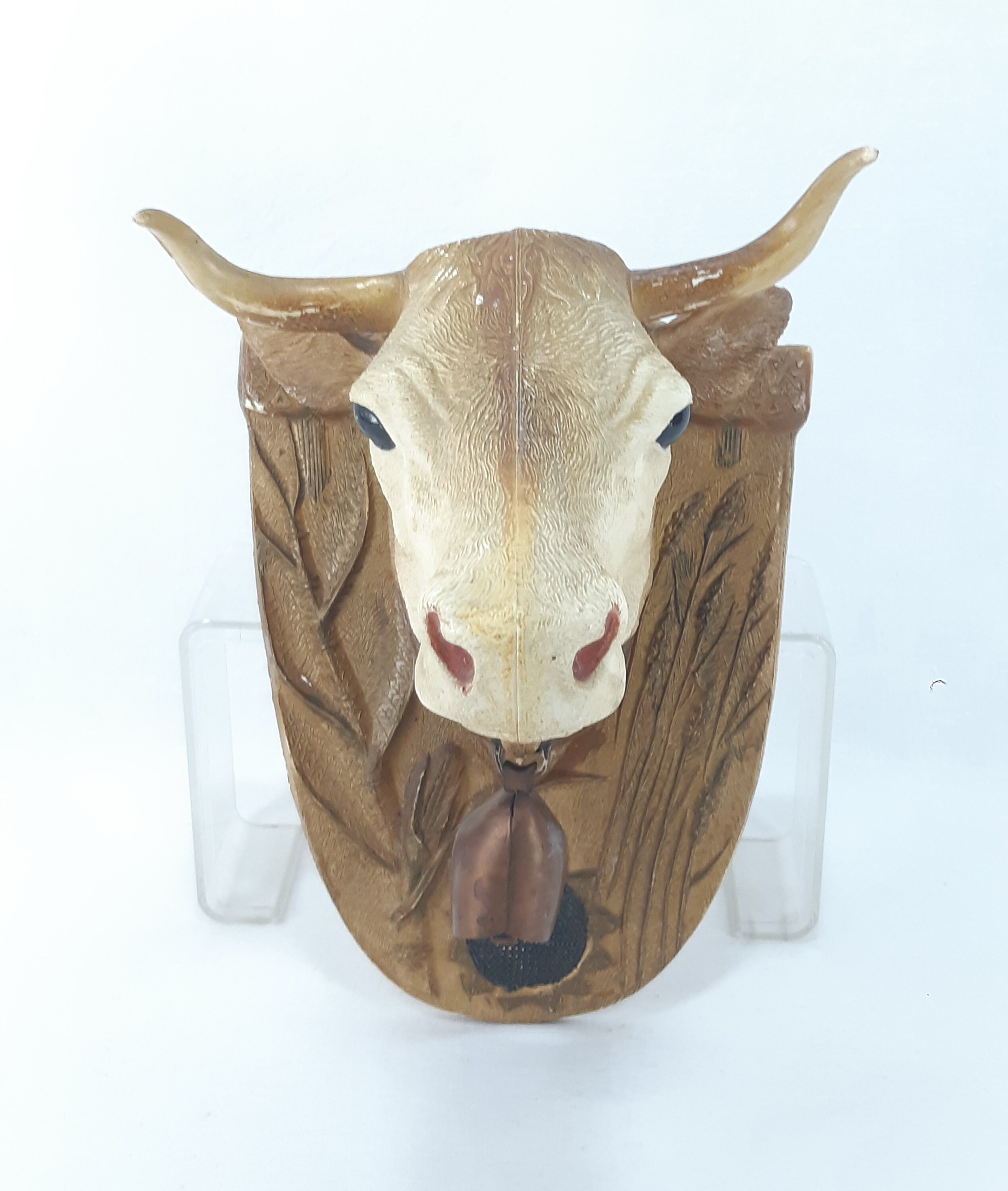 Vintage Plastic Bull Head with Copper Cowbell Wall Decorated Etsy