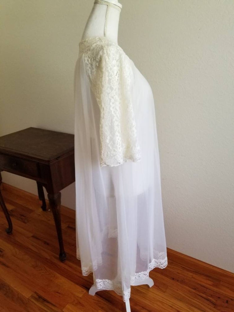 Vintage Lace Trimmed Sheer Nightgown Robe Size Medium Etsy