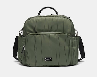Olive green Diaper bag, Diaper backpack, Changing bag, Stroller bag, Nappy bag, Baby Changing bag, Convertible Backpack, Black Diaper Bag