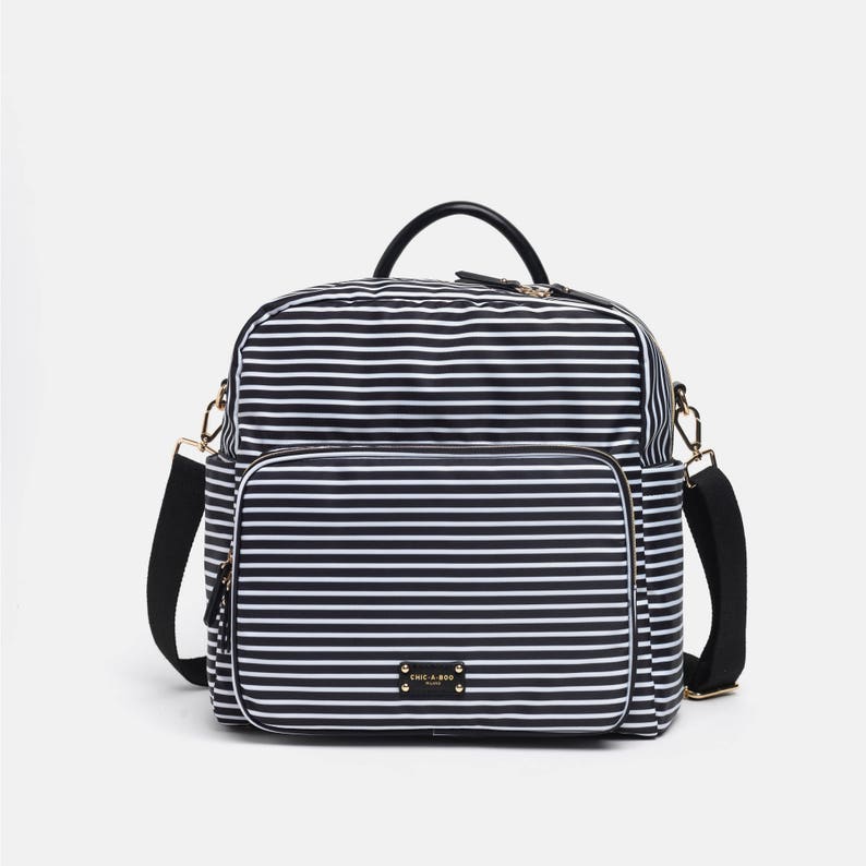 A-La-Playdate Black Stripes Diaper Bag Backpack By CHIC-A-BOO