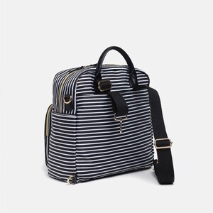 A-La-Playdate Black Stripes Diaper Bag Backpack By CHIC-A-BOO