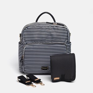 A-La-Playdate Black Stripes Diaper Bag Backpack By CHIC-A-BOO