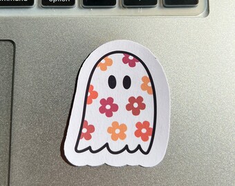 Boho ghost sticker, laptop, hydro flask, iPad, notebook, vinyl sticker, girly stickers, dorm, trendy, cute, boho, dye cut stickers, fall