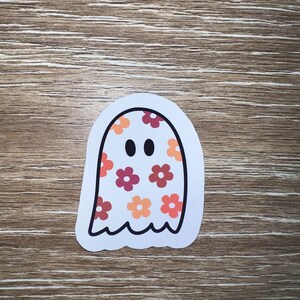 Boho ghost sticker, laptop, hydro flask, iPad, notebook, vinyl sticker, girly stickers, dorm, trendy, cute, boho, dye cut stickers, fall image 3