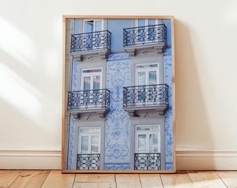 Porto Portugal Print: Blue Tile Building Facade (Digital Download)