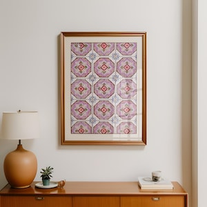Pink Portuguese Tile Print: Mediterranean Home Decor (Digital Download)