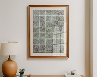 Lisbon Tile Print: Green Portuguese Tile Art, Mediterranean Decor (Digital Download)