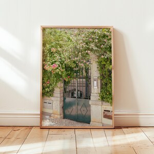 Portugal Print Floral Gate Pink Flowers  Street Boho Minimal Lisbon Cascais Minimalist Art Digital Download Photography Home Decor Wall Art