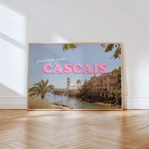 Saluti da Cascais, Portogallo - Stampa, Cartolina estiva, Download digitale, Arte murale alla moda, Poster estetico per il soggiorno, Arredamento preppy