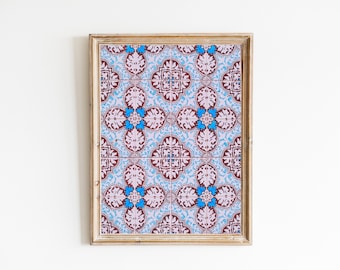 Azulejos Tile Print: Portuguese Blue Tile Wall Art (8x10)