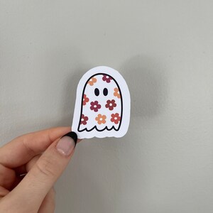 Boho ghost sticker, laptop, hydro flask, iPad, notebook, vinyl sticker, girly stickers, dorm, trendy, cute, boho, dye cut stickers, fall image 2