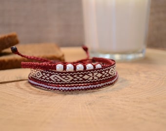 Latvian ethnic bracelet  with "Rucava" ethnic ribbon