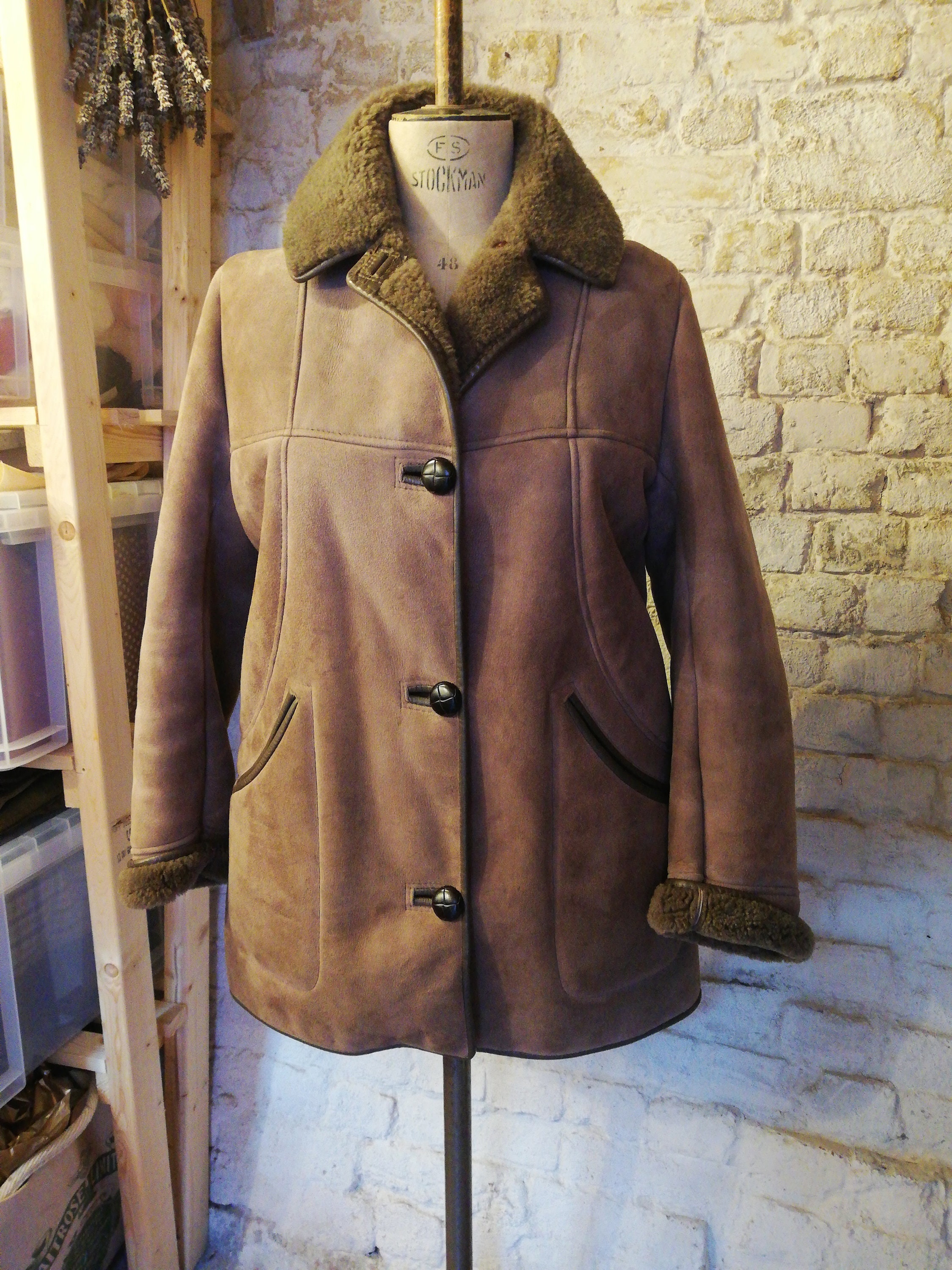 Nurseys Taupe Sheepskin Jacket Size 14 Etsy