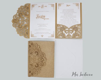 Invitación de corte láser brillante