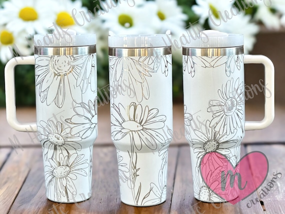 Engraved Daisies 40 oz. Stainless Steel Tumbler