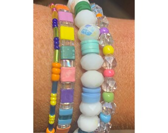 Rainbow Bracelet Stack, Stackable Bracelet for Women, Spring Bracelet Stack for Women, Stretch Bracelet Stack