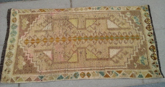 oushak rug 2x3 kilim rug free shipping turkish rug vintage rug unique rug natural dye small pastel brown blue muted colour doormat yastik