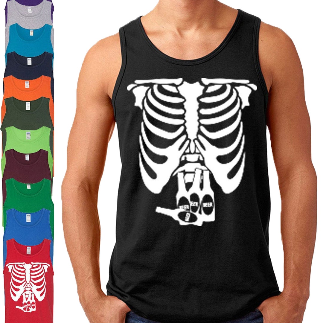 Beer Skeleton Rib Cage Halloween Sleeveless Tank Top - Etsy