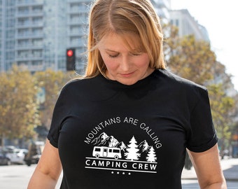 Mountains Are Calling Camping Crew T-Shirt-Customized Graphic Unisex Tee- Summer Apparel - Adventure Tee - Camping Crew - Mountain Lover Tee