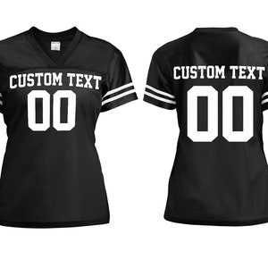 Personalized Football Jersey, Women Short Sleeves V-Neck, Custom Front Back, Football Soccer V-neck Mesh Jersey For Women Mesh Polyester