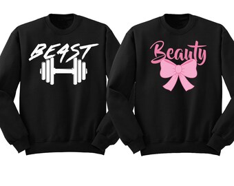 TWS Beast Beauty Couple Matching CREWNECK His Hers Couple Valentines Day Love Couple Sweater Sweatshirt