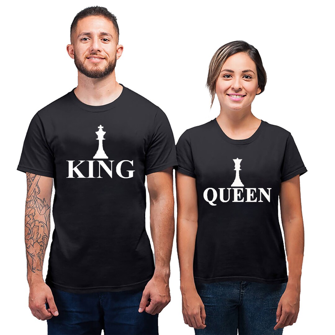 Couple T-Shirts Set: His & Hers Matching Tees - 'I Am Her King / His Queen' Love Shirts - View #2