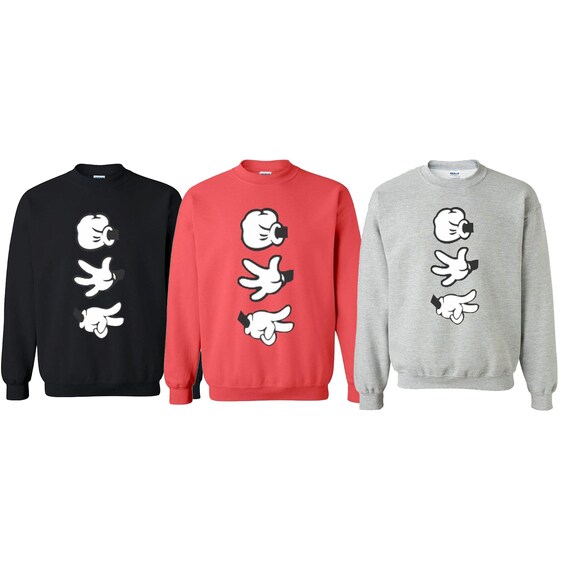 Mickey Mouse Rock Paper Scissors Sweatshirt Top Mickey Mouse Hands