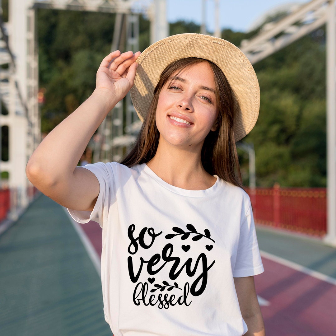 Blessed T-Shirt For Women - Cute Heart Graphic Tee, Navy Blue Casual Short Sleeve Top - View #11