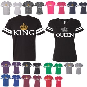 Couple Cotton Jersey Shirt King Queen Classic Matching Couple Tshirt All Colors Available