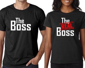 The Real Boss, Short Sleeves T-shirt, Unisex Couple Matching Tee Shirt, Soft & Comfortable, Fashionable Tee, Funny Tee, Anniversary Gift