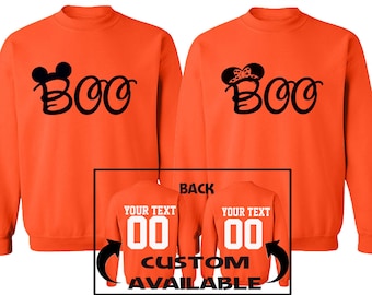 BOO funny Halloween Couple CREWNECK sudadera fresca Halloween suéter personalizado detrás para hombres mujeres