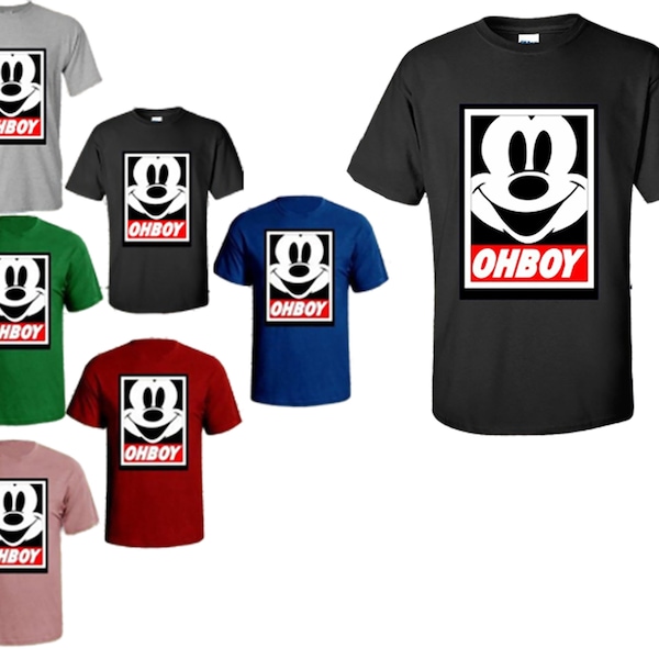 Oh Boy Funny Inspired Obey Short Sleeve Men T-Shirt Obey Parody Oh Boy Graffiti Shirt Jumper Disobey Obey