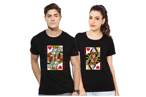 Valentines Day Gifts - Queen Of Hearts Cards Couple T Shirt Valentines Day Gifts - Queen Of Hearts Cards Couple T Shirt