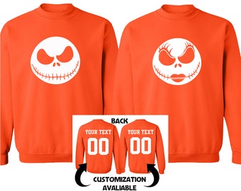 Jack Sally sólo divertido Halloween pareja CREWNECK sudadera Cool Halloween suéter personalizado back side para hombres mujeres