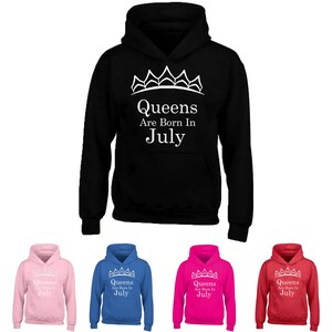 Tiara Queens sind geboren in JULI HOODIE Sweatshirt besten Geburtstag weiß Logo Königin Hoodie Pullover