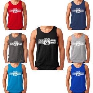 WHITE Route 66 Man Short Sleeve TANK TOP Route Us 66 Get Your Kick Mens Assorted Colors Tee Tank Top