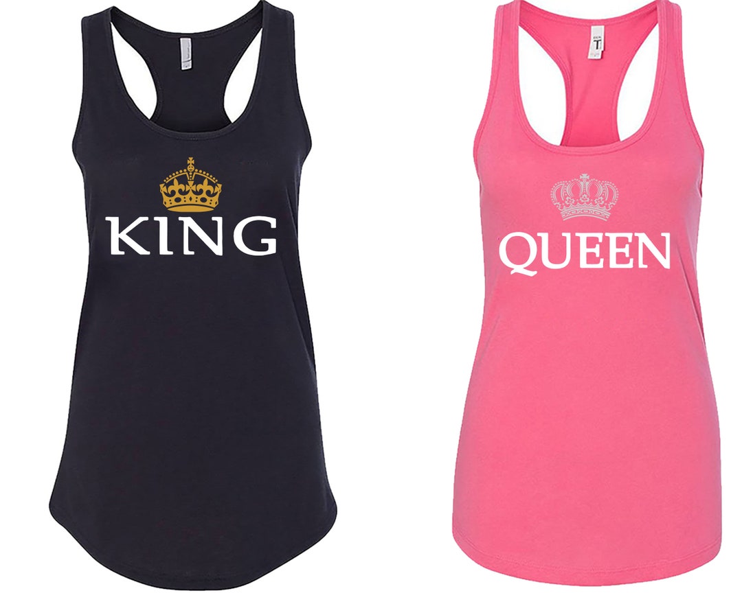King Queen Tank Top Unisex Couple Matching Tee Sleeveless Etsy
