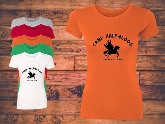 Camp Half blood Long Island Sound Orange T shirt Percy Jackson Womens sizes