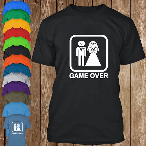 Game Over Adult Short Sleeve T-shirt, Multi-Color T-shirt, Game Over  Wedding T-shirt, Gift for Him Her, Cotton T-shirt, Funny Party T-Shirt