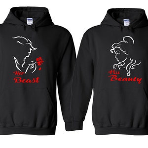 Her Beast His Beauty, Unisex Couple Matching Hoodie, Love Tees, Gift for Valentine's Day, Gift for Him Her, Birthday Gift, Gift for Him Her