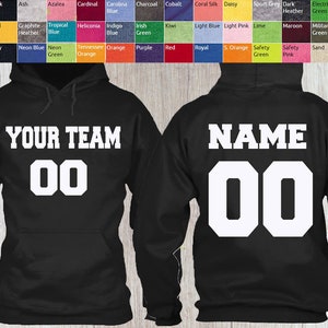 Personalize Team Number HOODIE UNISEX Name Number Text Custom Sweatshirt Hoodie