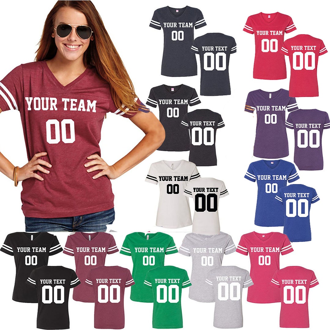 Football Custom Jersey, Personalized Women Jersey, Short Sleeve Jersey