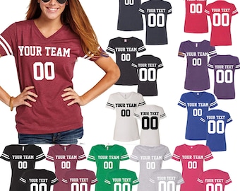 Football Custom Jersey, Personalized Women Jersey, Short Sleeve Jersey, Team Name & Number, Cotton Jersey, Birthday Gift, Gift for Her