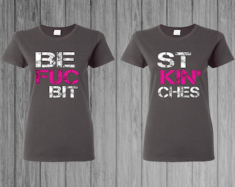 Best Fuckin Bitches Couple Matching T-shirt, Charcoal Color, Cotton T-shirt, Soft & Comfortable, Matching Shirt, Anniversary Gift