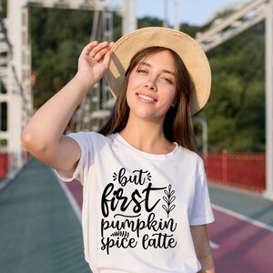 But First, Pumpkin Spice Latte T-Shirt - Customized Graphic Unisex Tee - Fall Season - Chilly Nights - Coffee Lover - Seasonal Joy