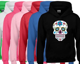 Cráneo de azúcar Unisex HOODIE Sudadera Día de la Dead Mexican Celebration Sudadera sudadera con capucha Skull Hoodie Skull